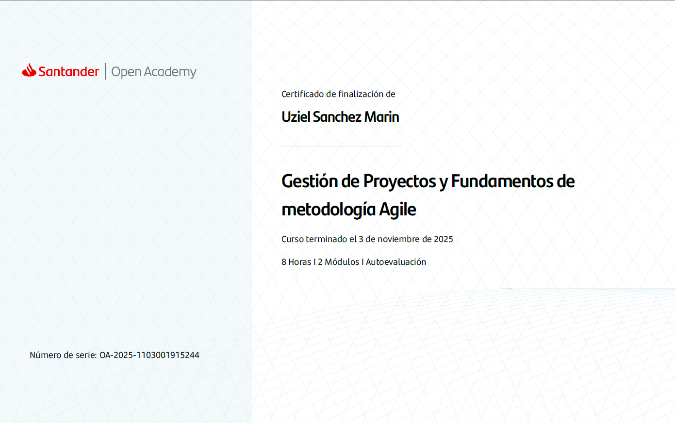 Santander Gestión de Proyectos y Fundamentos de Metodología Agile